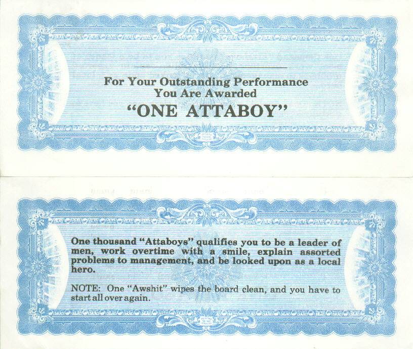 Attaboy Award